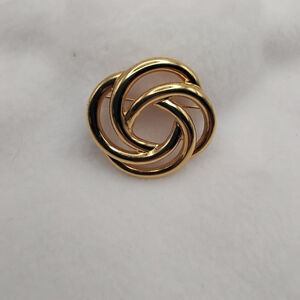 Vintage Monet Brooch | Goldtone Love Knot Pin | Signed Monet Circle Knot Brooch